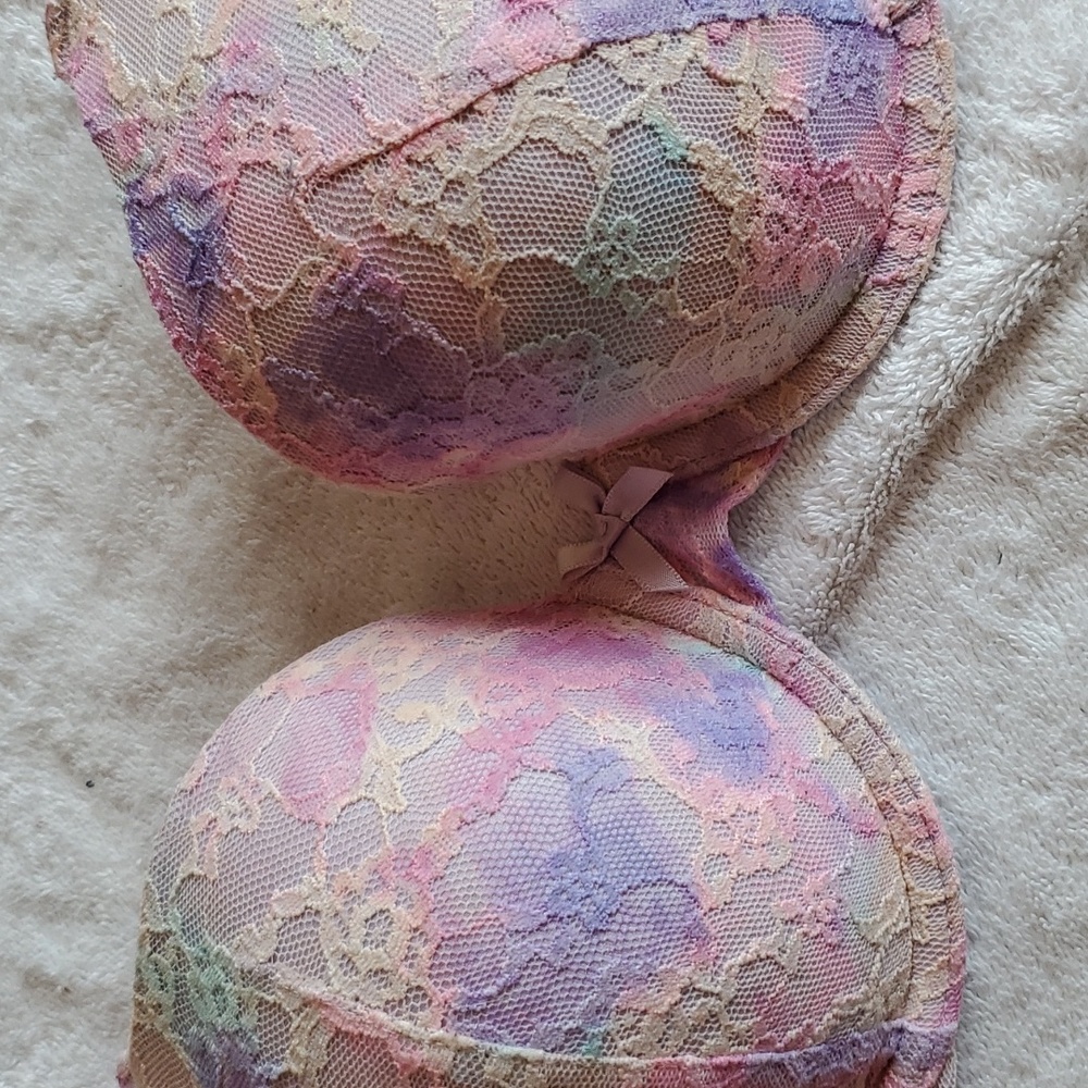 Victoria's Secret Lined Perfect Coverage Bra in Pastel TyeDye Lace Size 34C - Picture 3 of 4